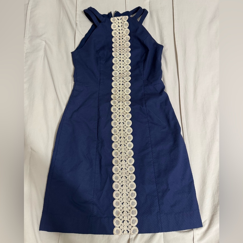 Lilly Pulitzer Pearl Stretch Shift Dress in true navy 💙 size 0